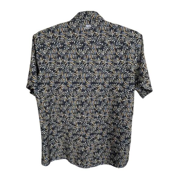 Raw Projek Button Up Shirt XL Blue Brown Palm Leaves Casual Tropical‎ - Picture 11 of 11